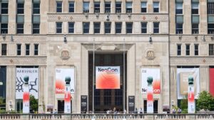 NeoCon 2026: The front of the Merchandise Mart